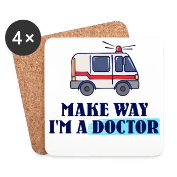 Ambulance Hospital Emergency Doctor Doctor Doctor Specialist - Coasters (set of 4) - white - Front