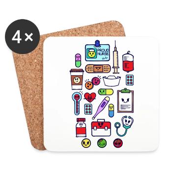 Nurse carer carer nurse - Coasters (set of 4) - white - Front