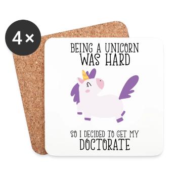 Doktortitel Einhorn Spruch Uni Geschenk - Untersetzer (4er-Set) - Weiß - Vorne