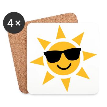 Sonnenbrillen-Sonnenstrahl - Untersetzer (4er-Set) - Weiß - Vorne