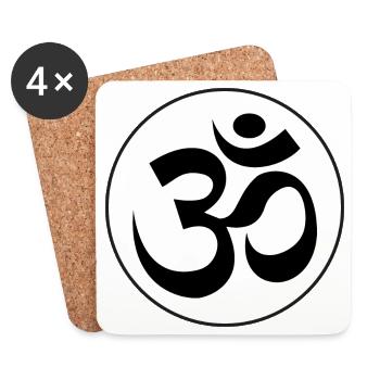 autocollant rond om aum sacré son hindouisme Inde - Dessous de verre (lot de 4) - blanc - Devant