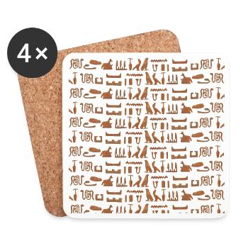 Ancient Egypt, hieroglyphic pattern, gift idea - Coasters (set of 4) - white - Front