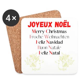 Joyeux noël Idée cadeau de noël - Dessous de verre (lot de 4) - blanc - Devant