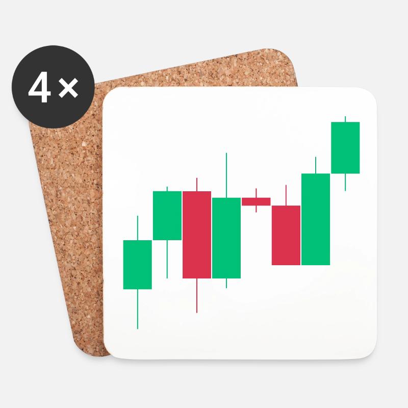Aktien Crypto ETF Börse Kerzen chart candle sticks - Untersetzer (4er-Set) - Weiß