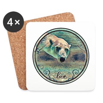 Ours polaire sous l'eau - Dessous de verre (lot de 4) - blanc - Devant