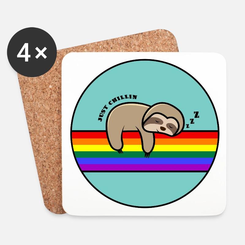Nur Chillin Faultier / Faultier, das auf einem Regenbogen döst - Untersetzer (4er-Set) - Weiß
