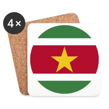 round sticker flag of Suriname Aufkleber gift idea - Coasters (set of 4) - white - Front