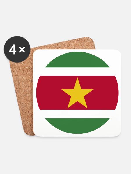 runde Aufkleberfahne der Suriname Aufkleber Geschenkidee - Untersetzer (4er-Set) - Weiß