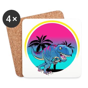 Gamer Gaming T Rex - Coasters (set of 4) - white - Front