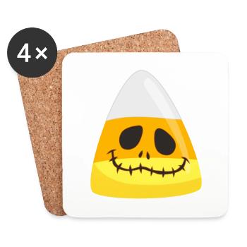 Halloween Candy Corn Pumpkin Emoticon Face - Coasters (set of 4) - white - Front