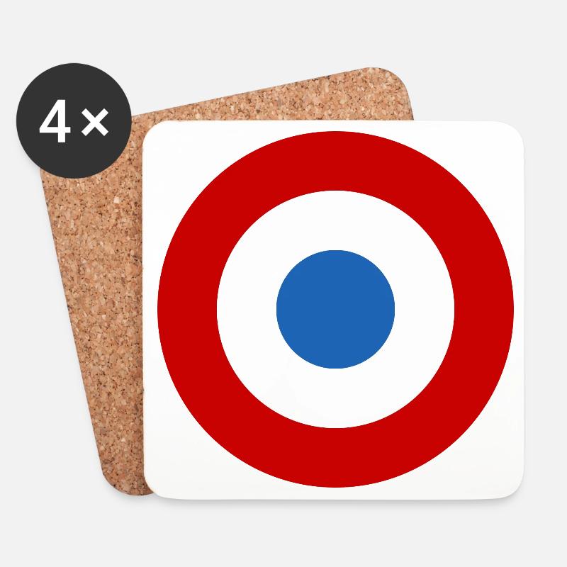 Luftwaffenaufkleber Roundel Frankreich Luftarmée - Untersetzer (4er-Set) - Weiß