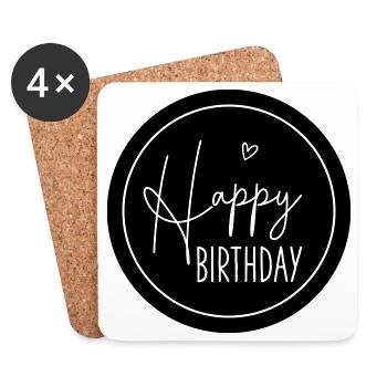 Happy Birthday Heart Birthday Gift - Coasters (set of 4) - white - Front