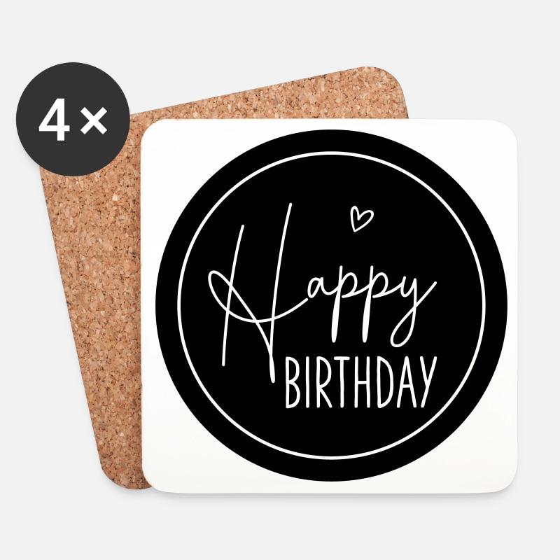 Happy Birthday Herz Geburtstag Geschenk - Untersetzer (4er-Set) - Weiß