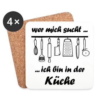 Femme au foyer cuisinier femme cuisine disant cadeau femme - Dessous de verre (lot de 4) - blanc - Devant