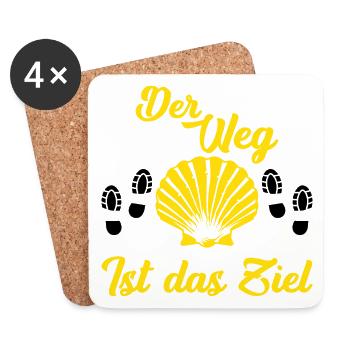 Der Weg ist das Ziel Spruch Geschenk - Untersetzer (4er-Set) - Weiß - Vorne
