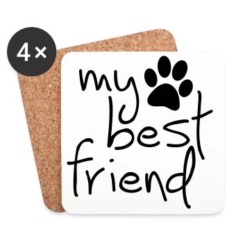 Slagon, mein bester Freund, ich liebe meinen Hund oder meine Katze - Untersetzer (4er-Set) - Weiß - Vorne