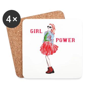 Girl Power Girl Power Power Girl Gift - Coasters (set of 4) - white - Front