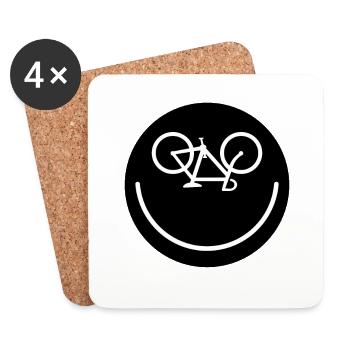 Fahrrad Smile, Sticker - Untersetzer (4er-Set) - Weiß - Vorne