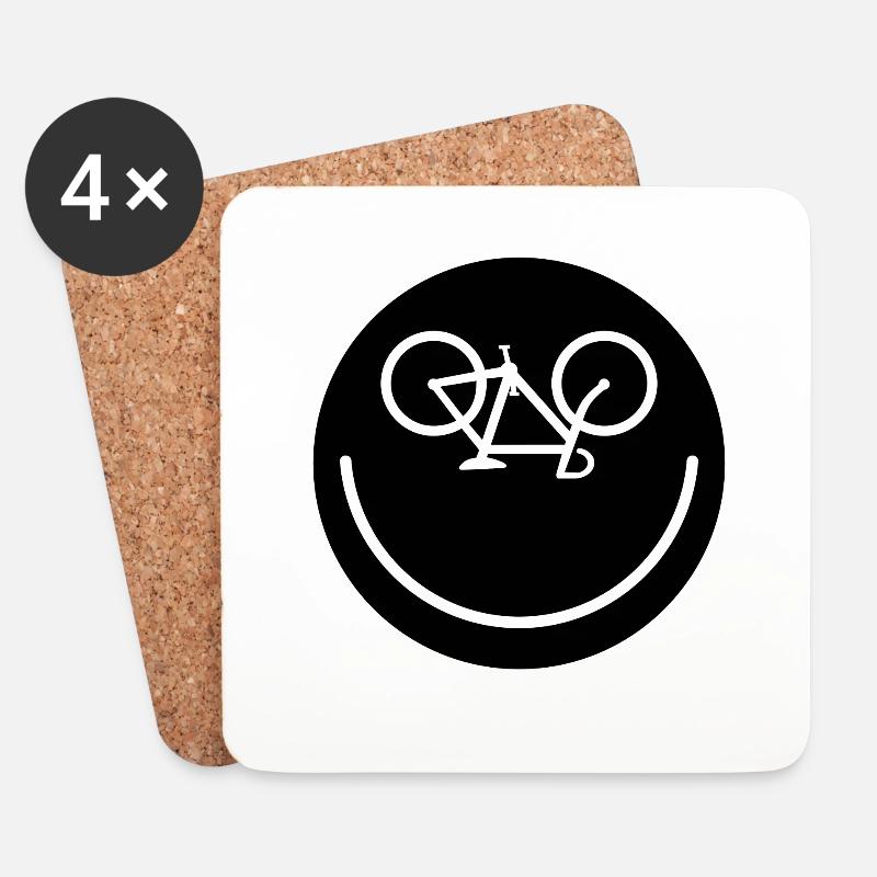 Fahrrad Smile, Sticker - Untersetzer (4er-Set) - Weiß