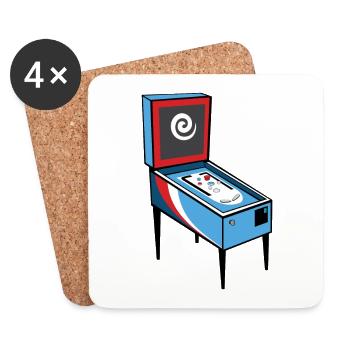Pinball Flippern Flipperautomat Vektor Motiv - Untersetzer (4er-Set) - Weiß - Vorne