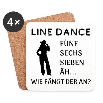 Line Dance Frage: Wie fängt der an? - Untersetzer (4er-Set) - Weiß - Vorne