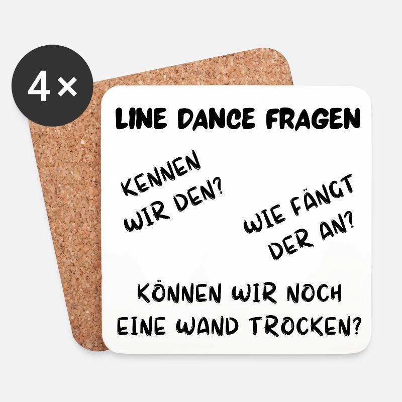 Line Dance Fragen: Kennen wir den, wie fängt er an - Untersetzer (4er-Set) - Weiß