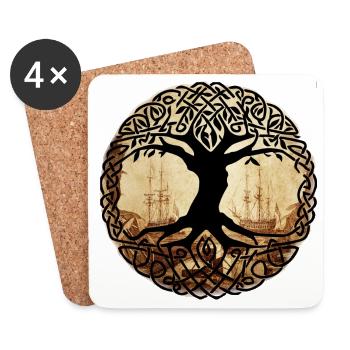 Celtic Tree of Wanderlust - Coasters (set of 4) - white - Front