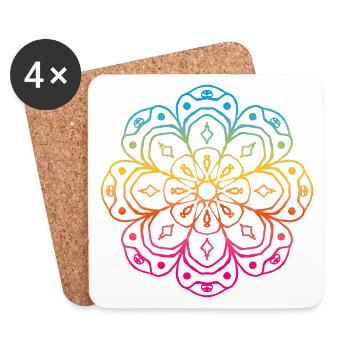 Regenbogen Yoga Seele Mandala Blüte India Ornament - Untersetzer (4er-Set) - Weiß - Vorne