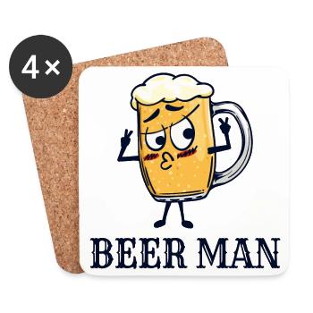 Funny Drinking Beer Drunk Drinking Beer Glass Fun - Coasters (set of 4) - white - Front
