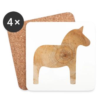Dala Horse Wood Winter Sweden Annual Rings Decoration - Coasters (set of 4) - white - Front