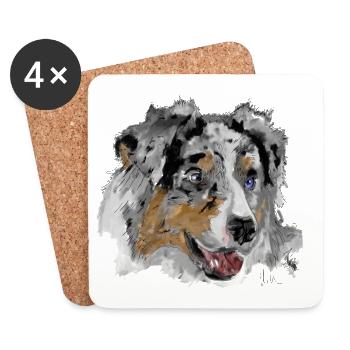 Berger australien - Dessous de verre (lot de 4) - blanc - Devant
