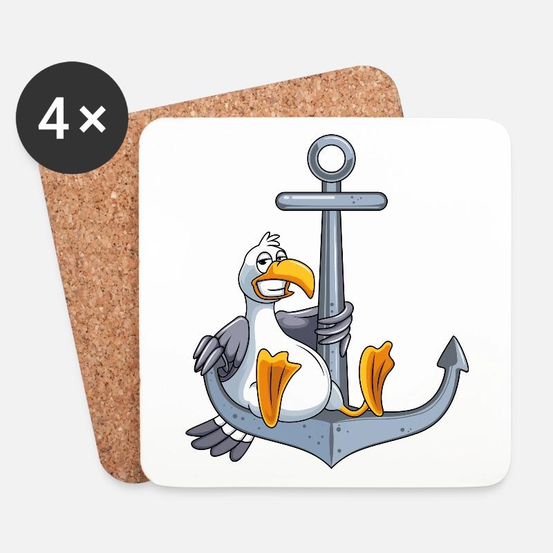 anker möwe comic - Untersetzer (4er-Set) - Weiß