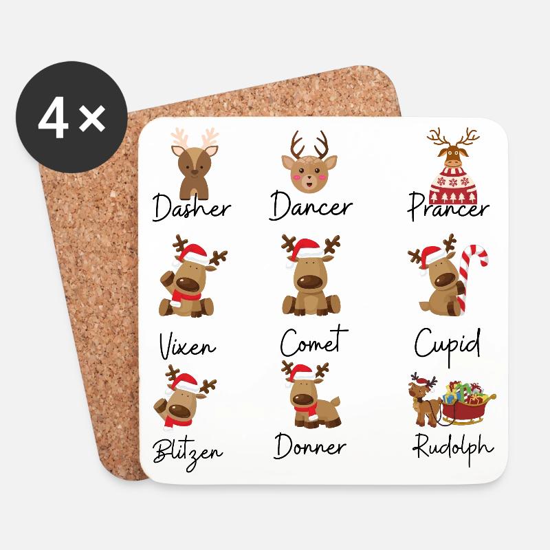 Reindeer - Coasters (set of 4) - white