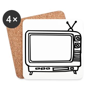 Fernseher - Untersetzer (4er-Set) - Weiß - Vorne