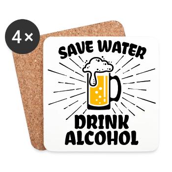 Alcohol drinking drunk intoxication partying - Coasters (set of 4) - white - Front