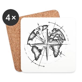 World Map - Coasters (set of 4) - white - Front