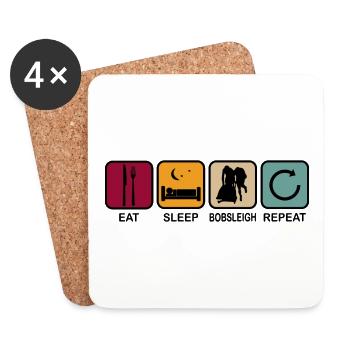 Bobfahren Bobsport Eat Sleep Spruch Retro Lustig - Untersetzer (4er-Set) - Weiß - Vorne