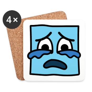 Funny Square Emoji Emoticon Kawaii Expression Face - Coasters (set of 4) - white - Front
