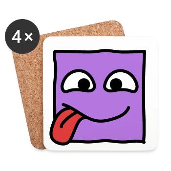 Funny Square Emoji Emoticon Kawaii Expression Face - Coasters (set of 4) - white - Front