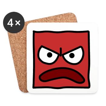 Funny Square Emoji Emoticon Kawaii Expression Face - Coasters (set of 4) - white - Front