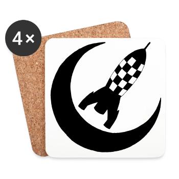 Fusée noire et demi-lune - Dessous de verre (lot de 4) - blanc - Devant