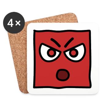 Lustiges Emoji Emoticon Ausdruck Kawaii Square Gesicht - Untersetzer (4er-Set) - Weiß - Vorne
