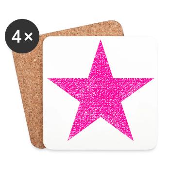Pink star with texture - Coasters (set of 4) - white - Front