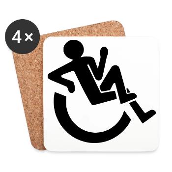Utilisateur de fauteuil roulant détendu, roller, handicapé # - Dessous de verre (lot de 4) - blanc - Devant