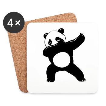 Funny Black And White Cute Panda Bear Dance Dab - Coasters (set of 4) - white - Front