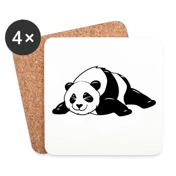 Funny Black And White Cute Panda Bear Dance Dab - Coasters (set of 4) - white - Front