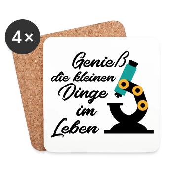 Biologie Lebensfreude Mikroskop Geschenk - Untersetzer (4er-Set) - Weiß - Vorne