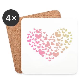 Coeur de coeur amour anniversaire romantique - Dessous de verre (lot de 4) - blanc - Devant