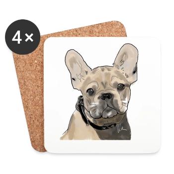 Français Bulldog - Dessous de verre (lot de 4) - blanc - Devant