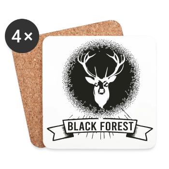 Dunkler Wald Hirsch Motiv - Untersetzer (4er-Set) - Weiß - Vorne